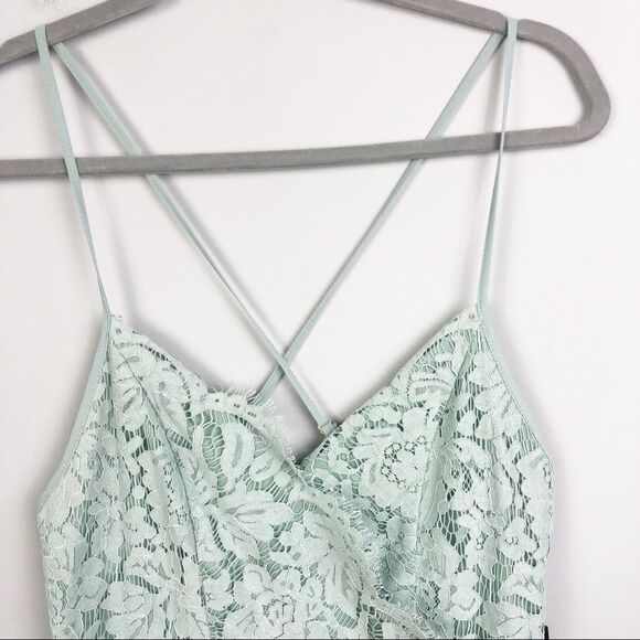 LULU’S | NEW Flirting with Desire Lace Bodycon Dress Blue Mint Women’s Size L - Picture 4 of 14